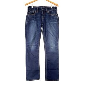 Silver Jeans Co‎ Vintage Old Style Elyse Curvy Mid-Rise Straight Denim Jeans